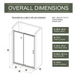 48.in W x 72.in H Single Sliding Shower Door
