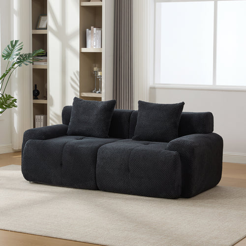 Sectional Sofa Modular 2-Seat Polyester Charcoal Cloud Tufted No Assembly 73 In