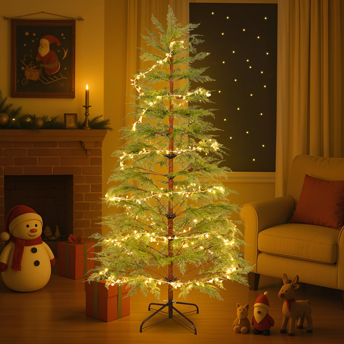 6 Feet Artificial Full Christmas Tree Includes LED Lights and Metal Stand, 612 T