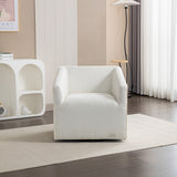 Swivel Barrel Armchair - Chenille Upholstered - Round Metal Base