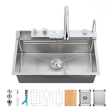 Stainless Steel Pull-Out Kitchen Sink 30" x 18" Single Bowl