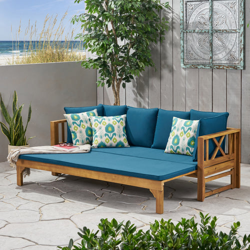 Teak Outdoor Daybed with X-Shaped Backrest
