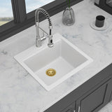 Quartz Bar Sink - 21" x 20" x 9-5/8" White granite composite Workstation