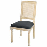 Grey Upholstered Dining Chairs Set of 2 Rattan Back