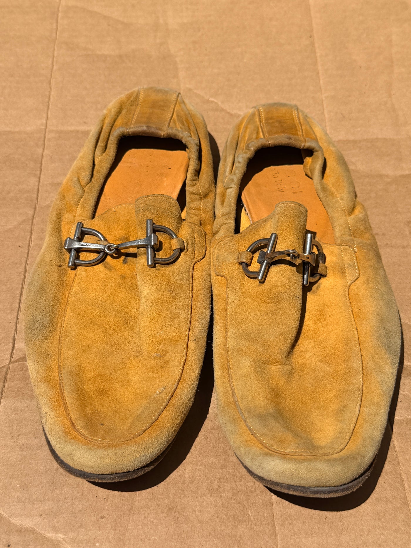 Gucci Jordaan Horsebit Suede Loafer Beige Camel EUR 40 US 7 - As Is