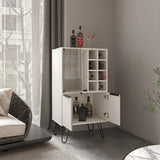 Bar Cabinet - White Washed Oak - 2 Doors & 9 Shelves - 43.1"H