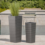 Rattan Flower POT - Grey