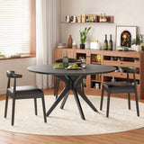 47.2" Round Dining Table Seats 4-6 Solid Wood Pedestal