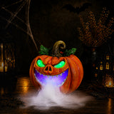 Halloween Pumpkin Monster Mist Maker, LED Light Up Fogger Figurine