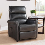 Power Lift Recliner Chair Faux Leather Charcoal