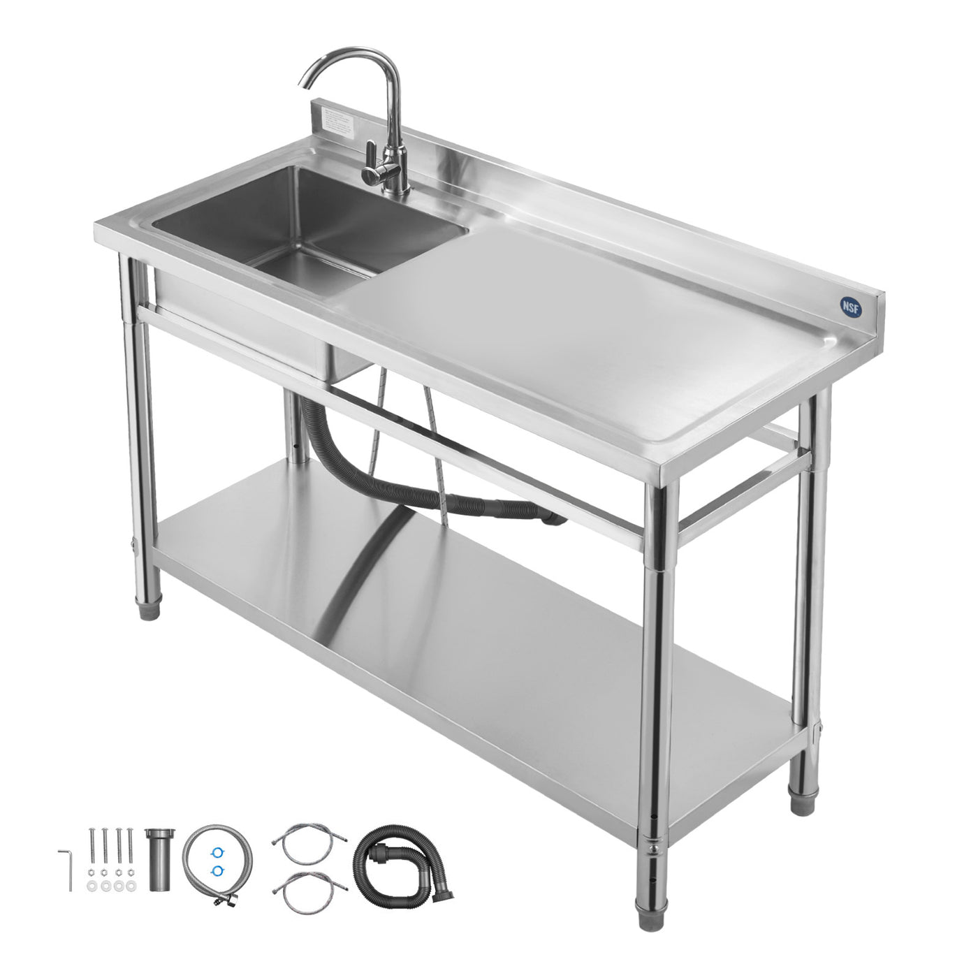 Stainless Steel Utility Sink Single Bowl 47x19.7x37 in