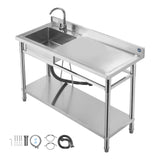 Stainless Steel Utility Sink Single Bowl 47x19.7x37 in