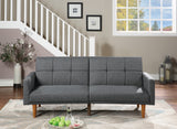 Blue Grey Tufted Convertible Sofa Bed with Wooden Legs