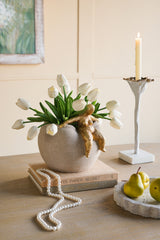 Round Planter with Gold Abstract Figurine 9.3x8.8x8.8