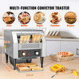 Commercial Conveyor Toaster, 300 Slices/Hour Conveyor Belt Toaster
