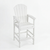 HDPE Bar Height Adirondack Chair White UV Resistant Cup Holder