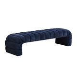 Modern Upholstered Armless Bed Bench, Channel Tufted Couch Daybed Chaise, Navy C