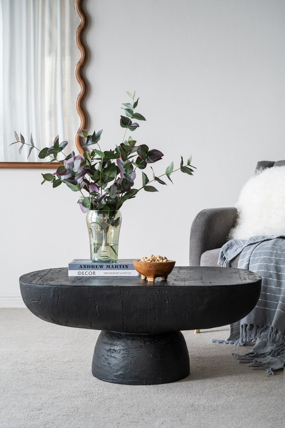 36x24x15 Black Oval Coffee Table