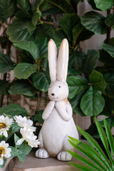Textured White Magnesium Bunny Rabbit with Gold Details 7.5x7x20