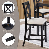 Wood Bar Table Set Beige/Black