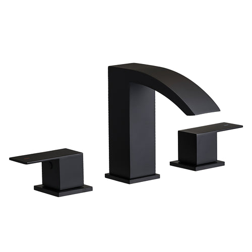 Matte Black 8" Widespread Bathroom Sink Faucet Stainless Steel
