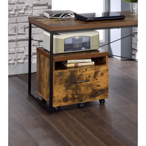 File Cabinet - Weathered Oak & Black - Locking Drawer & Casters