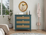 3 Drawer Cabinet, Natural rattan, American Furniture, Suitable for bedroom