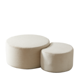 Round Corduroy Nesting Tables Set of 2 Beige