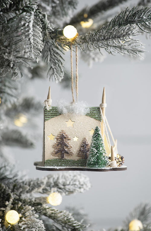 Cardboard Lighted Tent Ornament Christmas Decorations Set of 6