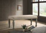 Antique Gray Upholstered Nailhead Bench