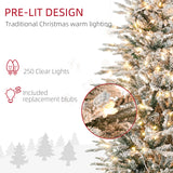 HOMCOM 6ft Tall Prelit Artificial Christmas Tree Holiday Décor with 636 Snow Flo