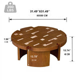Round Engineered Wood Coffee Table Brown/Yellow