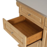 Indoor Bamboo Rolling Kitchen Island with Stainless Steel Top