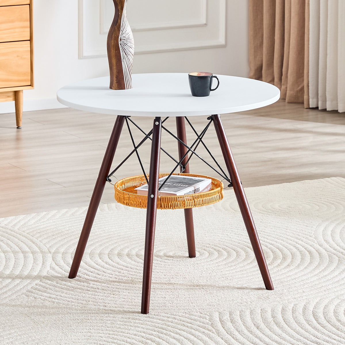 Plastic Dining Table Walnut/White