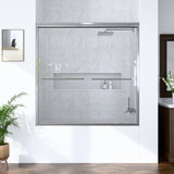 56"-60"W*60" H Semi-Frameless Double Sliding Shower Door, Bypass Shower Door