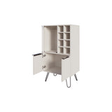Bar Cabinet - Melamine - White - Glass Rack and Wine Storage