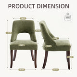 Set of 2 Solid Wood Dining Chair Tufted Green