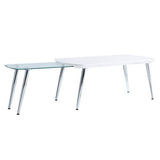 Coffee Table - Modern High Gloss - White & Chrome - Pull-Out Tabletop