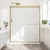 Brushed Gold Double Bypass Sliding Shower Door 55-60"W 72"H