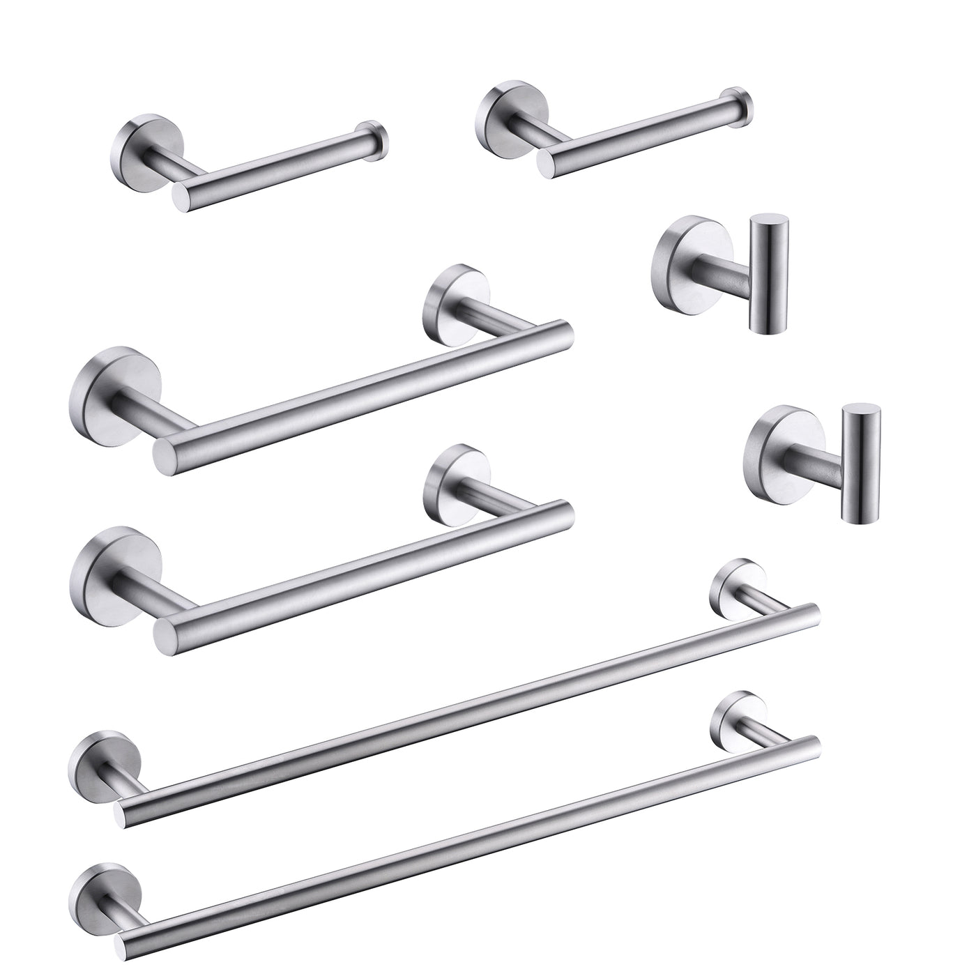 Brushed Nickel 8-Piece Bathroom Accessories Set Towel Bar
