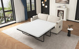 Beige Corduroy Sleeper Sofa Loveseat Full Mattress USB