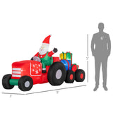 Outsunny 9ft Christmas Inflatables Outdoor Decorations Santa Claus Driving Trail