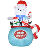 Outsunny 5ft Christmas Inflatables Outdoor Decorations Blessed Polar Bear and Pe