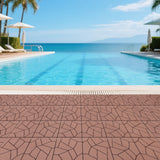 12' Patio Deck Interlocking Tiles Stone Style Red Brown 44pc