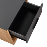 Nightstand Set of 2 - Drawer and Shelf - Natural Oak and Gray