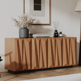 60'' Mid Century Sideboard Buffet Cabinet with 3D Doors
