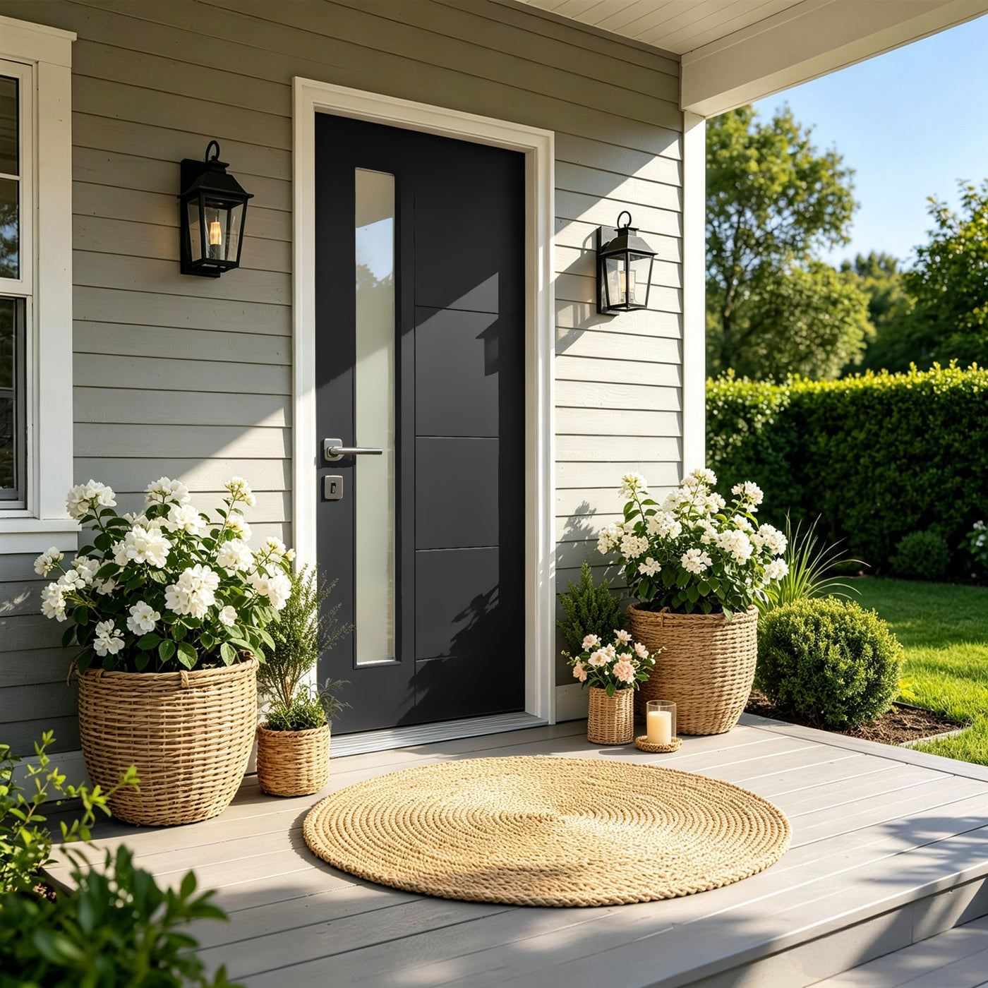 36"x80" Fiberglass Front Door Right-Hand Inswing with PVC Frame