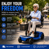 4-Wheel Mobility Scooter 300lb Capacity 15.5 Mile LED Basket USB