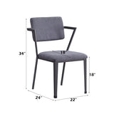 Dining Chairs - High Back - Metal & Gray Fabric - Set of 2