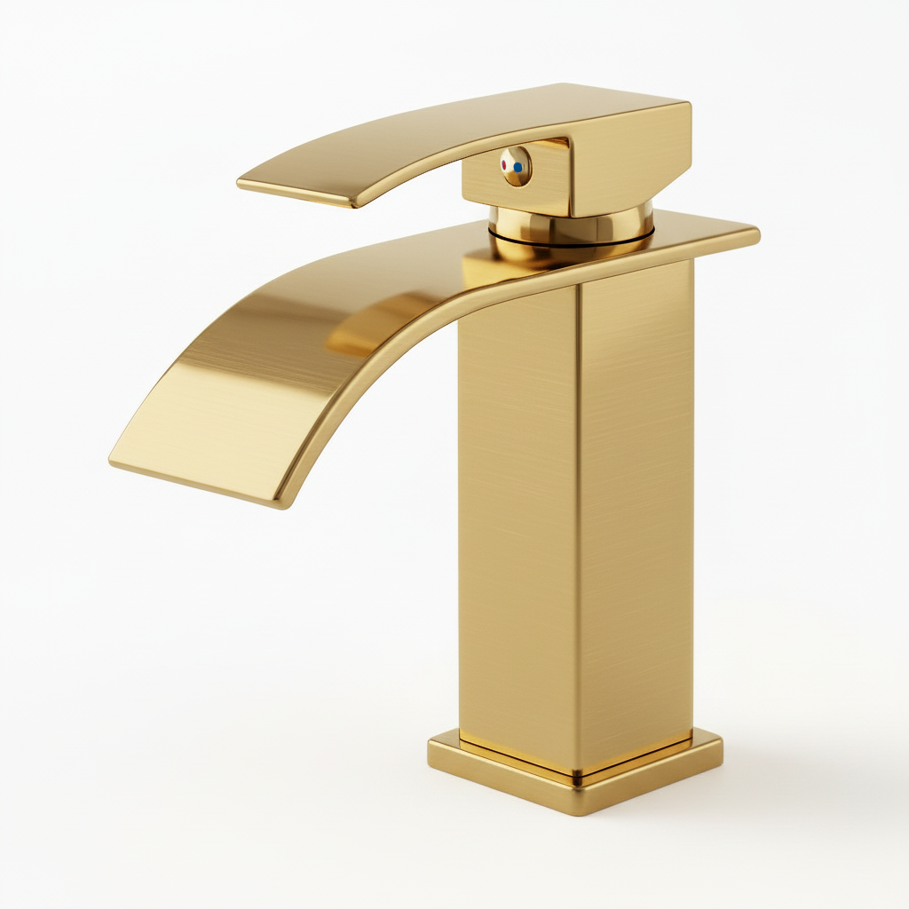 Brushed Gold Single Handle Bathroom Faucet Stainless Steel